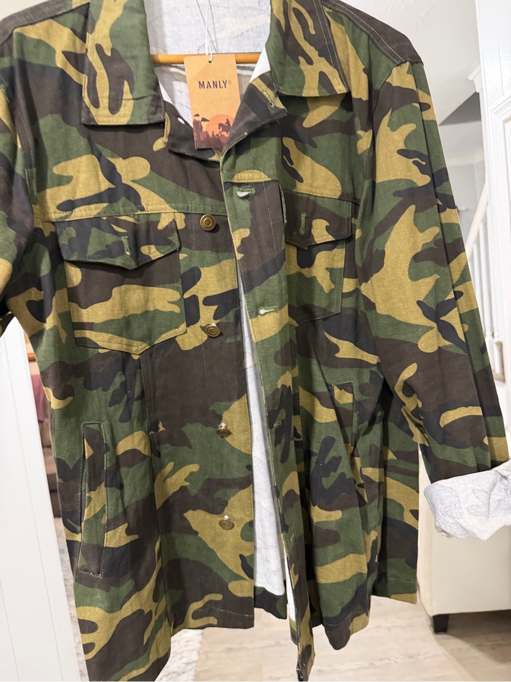 Manly Green Camouflage Military Field Jacket